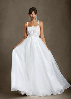 Azazie Gabrielle Wedding Dresses Diamond White Ball-Gown Tulle Dress image6