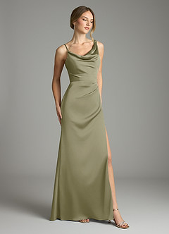 Azazie Samara Bridesmaid Dresses Pistachio Mermaid Pleated Stretch Satin Dress image4