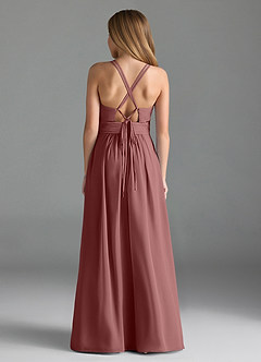 Azazie Farren Junior Desert Rose A-Line Pleated Chiffon Dress image2