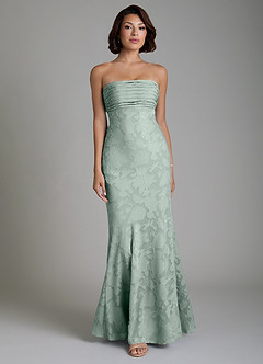Azazie Saylor Vestidos de damas de honor Vestido Agave de Devorado Floral de Corte Sirena Convertible con Palabra de honor image4