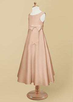 Azazie Lindy Flower Girl Dresses English Rose A-Line Pleated Matte Satin Dress image12