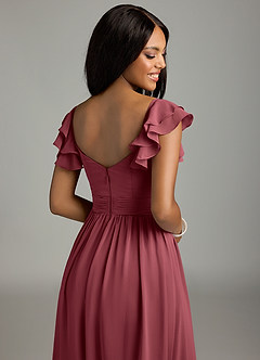 Azazie Anaya Bridesmaid Dresses Merlot A-Line Pleated Chiffon Dress image2