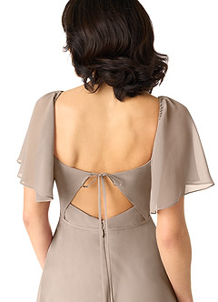 Azazie Chloe Bridesmaid Dresses Taupe A-Line Sweetheart Neckline Chiffon Dress image3