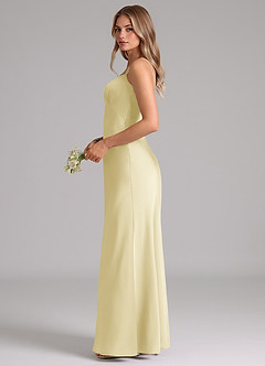 Azazie Suttona Brudtärnklänningar Klä av A-Linje i Stretch Satin Plisserad Citronsorbet image5