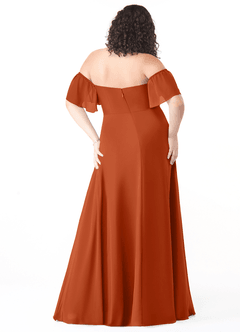 Azazie Sue Bridesmaid Dresses Burnt Orange A-Line Off the Shoulder Chiffon Convertible Dress image8