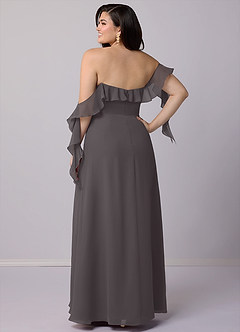 Barbie ♥ Azazie Bridesmaid Dresses Steel Grey A-Line Off the Shoulder Chiffon Convertible Dress image12