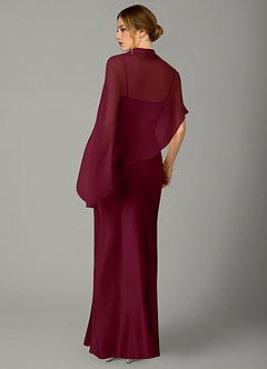 Azazie Jaleesa Bridesmaid Dresses Mulberry A-Line High Neck Stretch Satin Dress image6