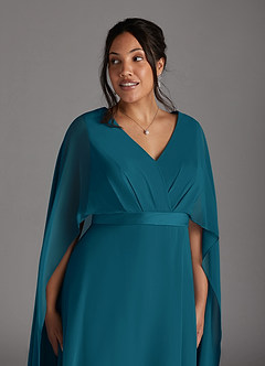 Azazie Isa Mother of the Bride Dresses Ink Blue A-Line V-Neck Pleated Chiffon Dress image11