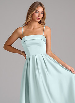 Azazie Lucienne Bridesmaid Dresses Sea Glass A-Line Strapless Stretch Satin Convertible Dress image2