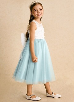 Azazie Lina Flower Girl Dresses Ivory Mist Ball-Gown Lace Dress image6
