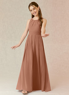 Azazie Bibiane Junior Bronzer A-Line Pleated Chiffon Dress image7
