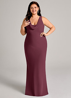 Azazie Rylina Bridesmaid Dresses Cabernet Mermaid Pleated Chiffon Dress image10