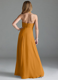 Azazie Tessie Junior A-Linie Plissee Chiffon Kleid Butterscotch image2