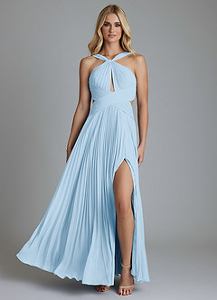 Azazie Hosanna Bridesmaid Dresses Sky Blue A-Line Pleated Chiffon Dress image6