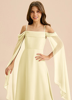 Azazie Moana Junior Linia A Pofałdowany Szyfon Długość podłogi Młodsza druhna Sukienka image7