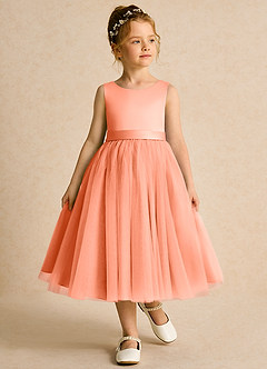Azazie Pear vestidos de niña de las flores Vestido de Atardecer de Tul de Princesa con Lazo image4