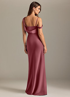Azazie Madelyn Bridesmaid Dresses Desert Rose Mermaid Off the Shoulder Stretch Satin Convertible Dress image2