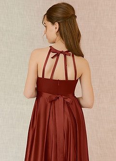 Azazie Arianthe Junior Terracotta A-Line with Pockets Stretch Satin Dress image7