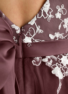 Azazie Butterfly Blumenmädchenkleider A-Linie Spitze Kleid Sangria image5