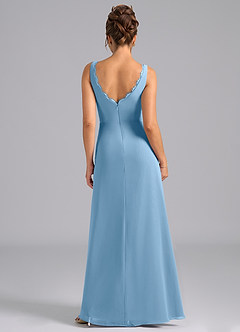 Azazie Bernice Bridesmaid Dresses Steel Blue A-Line Pleated Chiffon Dress image2