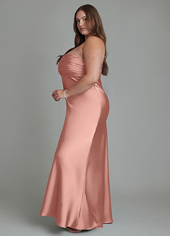 Azazie Saylor Vestidos de damas de honor Vestido Rosetón de Satén Elástico de Corte Sirena con Palabra de honor image14