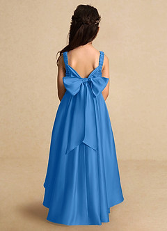 Azazie Kat Flower Girl Dresses Blue Jay A-Line Pleated Matte Satin Dress image2