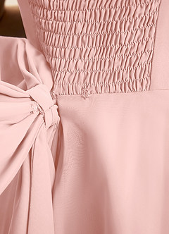 Azazie Arie Junior Powder Pink A-Line Ruched Chiffon Dress image7