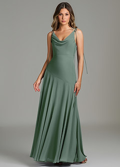 Azazie Dawn Bridesmaid Dresses Eucalyptus Mermaid Pleated Chiffon Dress image7