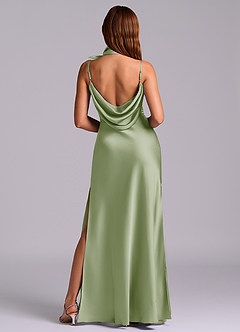 Azazie Yazmine Final Sale Dusty Sage Mermaid Pleated Stretch Satin Dress image7