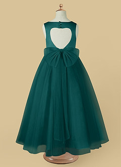 Azazie Muni Flower Girl Dresses Peacock A-Line Bow Tulle Dress image3