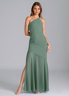 Azazie Tilla Final Sale Eucalyptus Mermaid One Shoulder Chiffon Dress image3