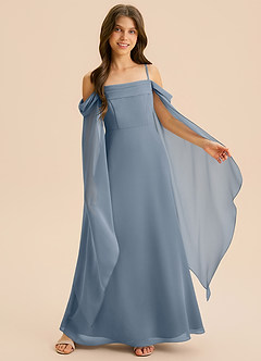 Azazie Moana Junior Linia A Pofałdowany Szyfon Długość podłogi Młodsza druhna Sukienka image6