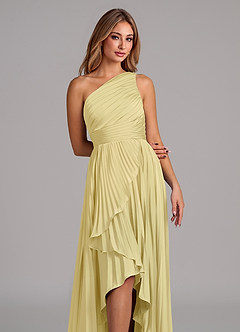 Azazie Lyrica Abiti da Damigella Abito A-Line in Raso Elasticizzato Monospalla Sorbetto Al Limone image7