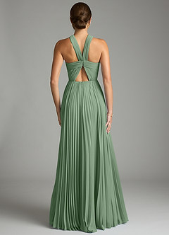 Azazie Afra Bridesmaid Dresses Matcha A-Line Pleated Chiffon Dress image2