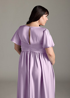 Azazie Verna Maternity Bridesmaid Dresses A-Line Ruched Stretch Satin Floor-Length Dress image10