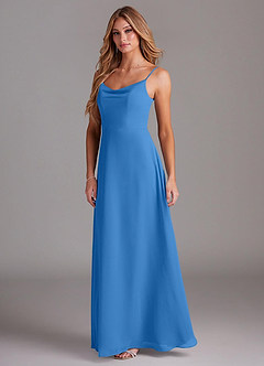 Azazie Daenerys Abiti da Damigella Abito A-Line in Chiffon con Scollo a Cappuccio Blue Jay image4