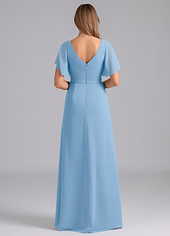 Azazie Ambrosia Bridesmaid Dresses Powder Blue A-Line Pleated Chiffon Dress image6