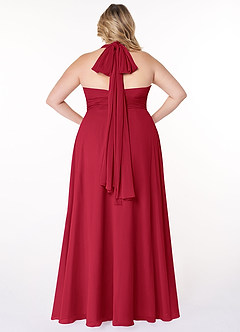Azazie Fifi Brautjungfernkleider Wandelbar A-Linie Schulterfrei Chiffon Kleid Scharlachrot image13