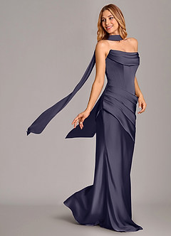 Azazie Pelagia Bridesmaid Dresses Stormy Mermaid Corset Stretch Satin Convertible Dress image2