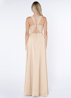 Azazie Jane Bridesmaid Dresses White Alabaster A-Line V-Neck Pleated Chiffon Dress image2