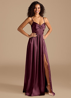 Azazie Zeya Robes de demoiselle d'honneur Robe Trapèze en Satiné métallisé Plissée Cabernet image6