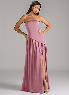 Azazie Adeline Bridesmaid Dresses Vintage Mauve A-Line Strapless Stretch Satin Convertible Dress image4