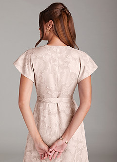 Azazie Ling Bridesmaid Dresses Blushing Pink A-Line Pleated Floral Burnout Dress image8