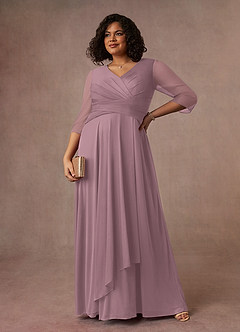 Azazie Annetta Mother of the Bride Dresses Dusty Rose A-Line V-Neck Pleated Mesh Dress image7