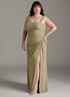 Azazie Jesaphine Bridesmaid Dresses Moss Green Sheath Bow Chiffon Dress image11