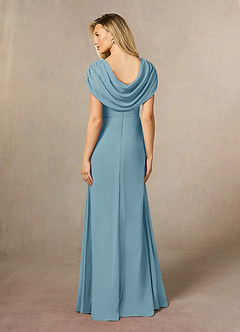 Azazie Mary Abiti per la Madre della Sposa Abito A-Line in Chiffon Spacco Laterale Blu Lunatico image3