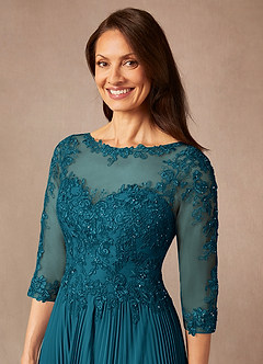 Azazie Corinne Mother of the Bride Dresses Ink Blue A-Line Sequins Chiffon Dress image6
