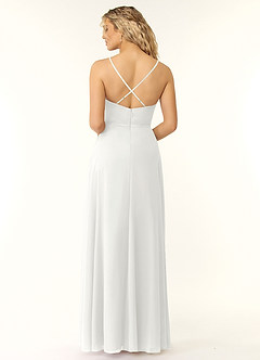 Azazie Naeem Abiti da Damigella Abito A-Line in Chiffon con Scollo a V e Volant Bianco image2