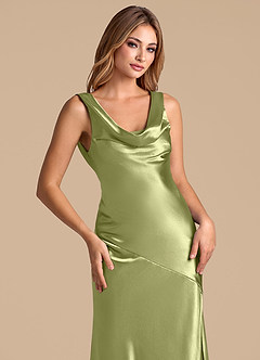 Azazie Rylina Brautjungfernkleider Meerjungfrau-Linie Metallischer Satin Kleid Pistazie image7