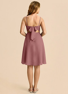 Azazie Shale Junior Desert Rose A-Line Bow Chiffon Dress image2